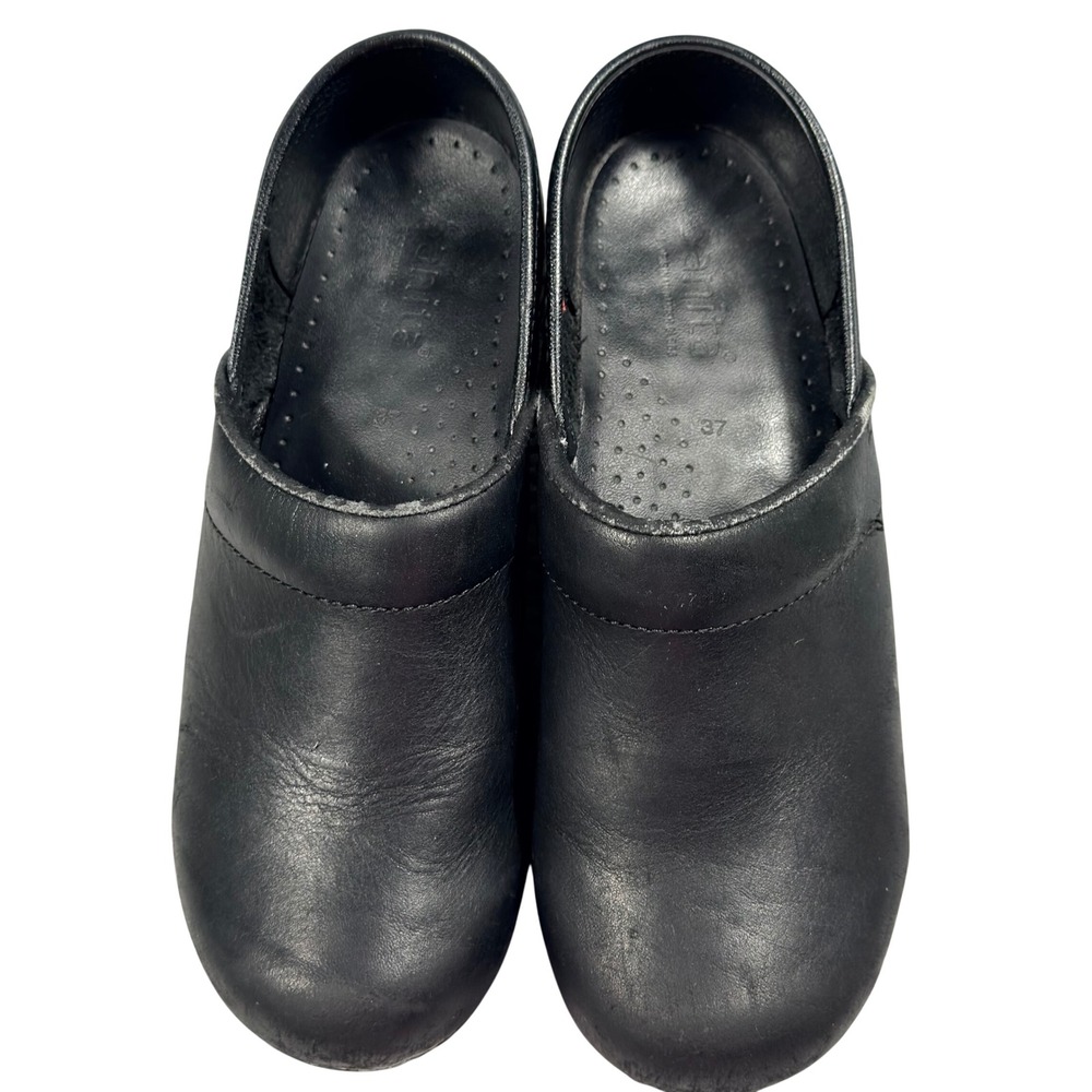 Sanita Professional Clogs Women 37 Black Leather Slip Resistant Work Mule